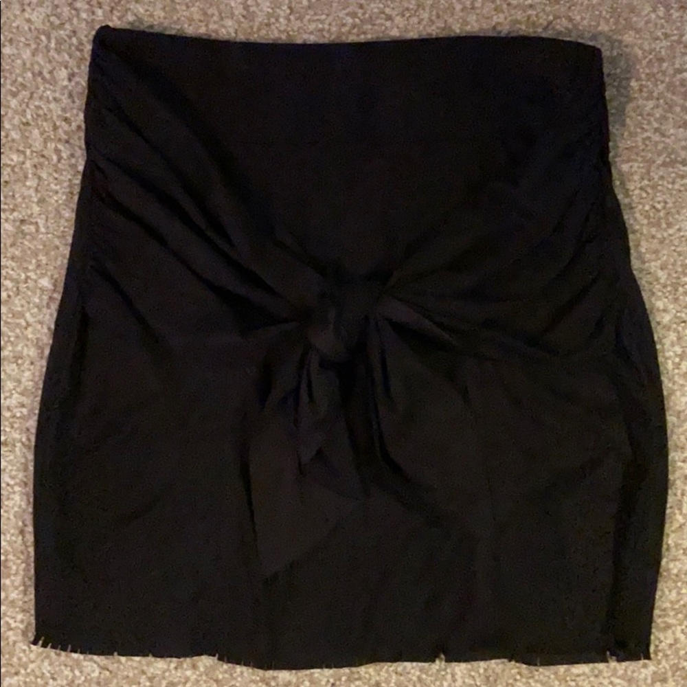 Suede tie front skirt